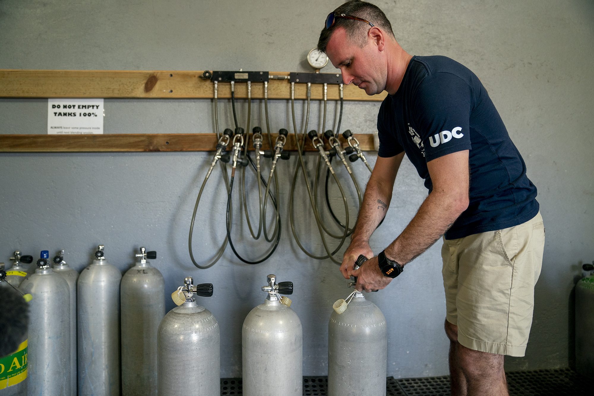 Dive crew conducting safety check